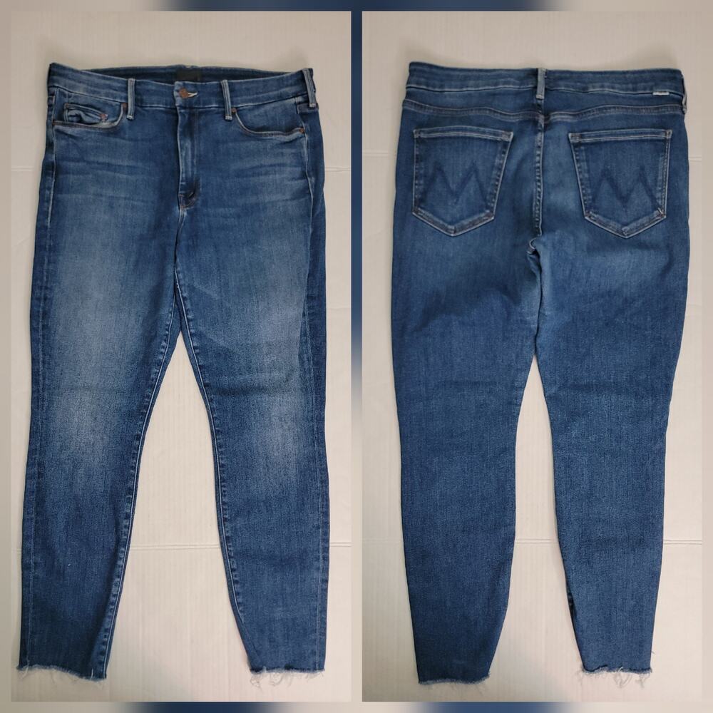 Mother Jeans Womens 32 Blue High Waisted Looker Ankle Fray Denim (32x27) USA
